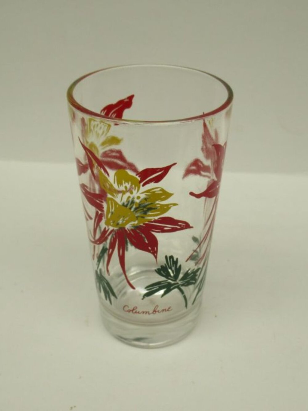 Boscul Vintage Red and Yellow COLUMBINE 5 Inch Peanut Butter Water Glass